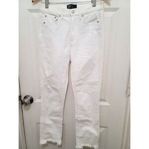 Gap White Denim Cigarette Jeans With Raw Hem Womens Size 25